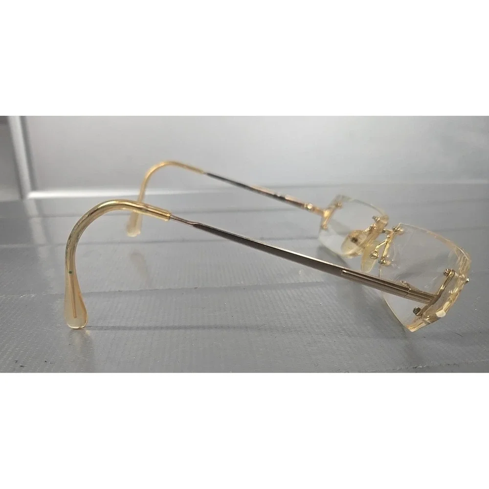 Antique Rimless Angular lens drill mount Ceres Gep 22KTS glasses...